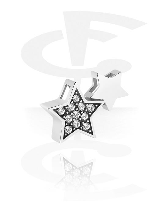 Pendentifs, Pendentif avec motif étoile et pierres en cristal, Acier chirurgical 316L
