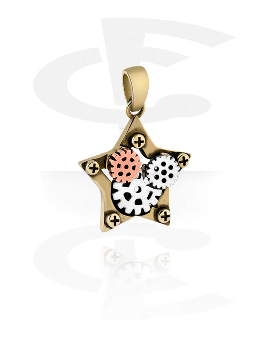 Pendants, Pendant with star design, Plated Brass