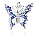 Anhänger, Kettenanhänger mit Schmetterling-Design und Kristallsteinchen, Chirurgenstahl 316L
