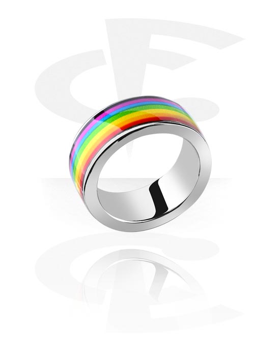 Anéis, Anel com cores de arco-íris, Aço cirúrgico 316L