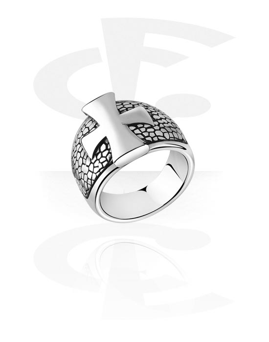 Gyűrűk, Gyűrű val vel kereszt dizájn, Sebészeti acél, 316L