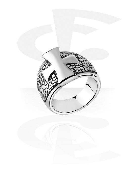 Gyűrűk, Gyűrű val vel kereszt dizájn, Sebészeti acél, 316L