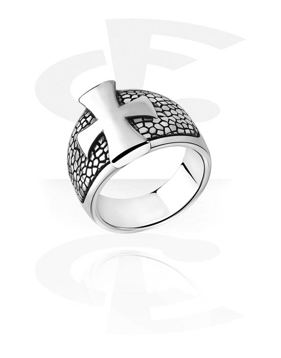 Fingerringe, Ring mit Kreuz-Design, Chirurgenstahl 316L