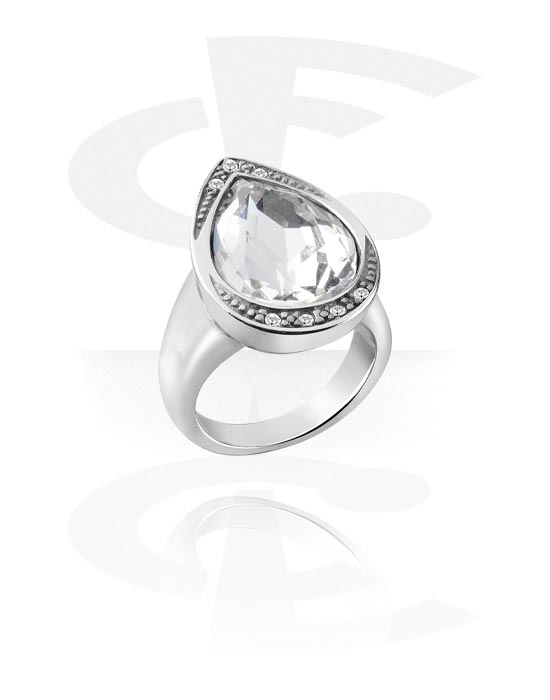 Ringer, Ring med krystallstein, Kirurgisk stål 316L