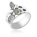 Ringer, Ring med biedesign og krystallsteiner, Kirurgisk stål 316L