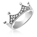 Ringer, Ring med kronedesign og krystallsteiner, Kirurgisk stål 316L