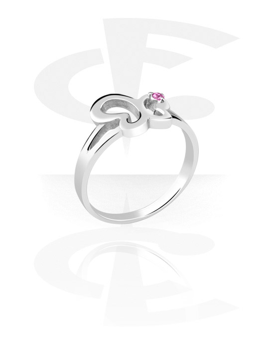 Anéis, Anel com design borboleta e pedra de cristal, Aço cirúrgico 316L