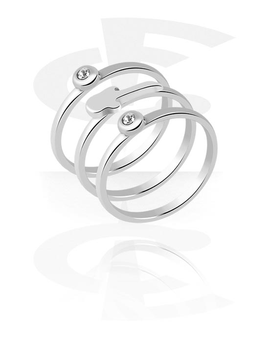 Ringer, Ring med krystallsteiner, Kirurgisk stål 316L