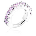 Piercing ad anello, Multi-purpose clicker (acciaio chirurgico, argento, finitura lucida) con cristallini, Acciaio chirurgico 316L