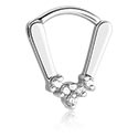 Alke za piercing, Kliker za piercing (kirurški čelik, srebrna, sjajna završna obrada) s kristalnim kamenjem, Kirurški čelik 316L
