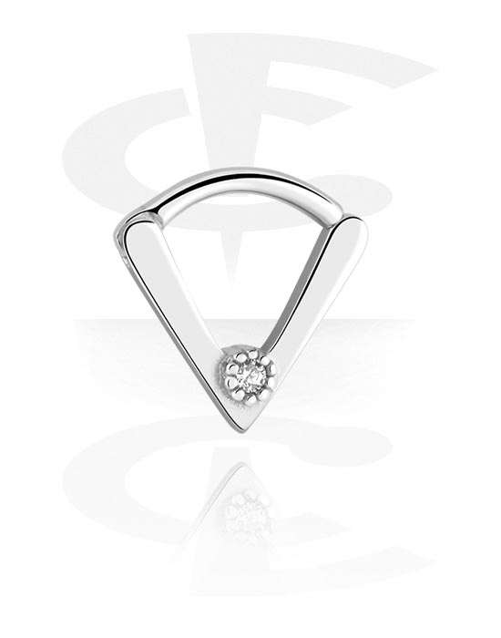 Piercing ad anello, Multi-purpose clicker (acciaio chirurgico, argento, finitura lucida) con brillantino, Acciaio chirurgico 316L