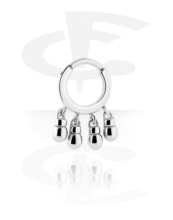 Piercingové kroužky, Piercingový clicker (chirurgická ocel, stříbrná, lesklý povrch) s přívěskem, Chirurgická ocel 316L