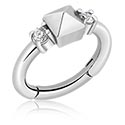 Piercingringer, Piercing-clicker (kirurgisk stål, sølv, skinnende finish) med krystallsteiner, Kirurgisk stål 316L