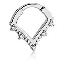 Anneaux, Multi-purpose clicker (acier chirurgical, argent, finition brillante) avec pierres en cristal, Acier chirurgical 316L