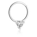 Anneaux, Multi-purpose clicker (acier chirurgical, argent, finition brillante) avec pierre en crystal, Acier chirurgical 316L