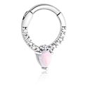 Anéis piercing, Multi-purpose clicker (aço cirúrgico, prata, acabamento brilhante) com pedras de cristal e opala sintética, Aço cirúrgico 316L