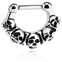 Septum clicker (surgical steel, silver, shiny finish) with skulls