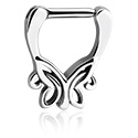 Nesestaver og -ringer, Septum-clicker (kirurgisk stål, sølv, skinnende finish) med sommerfugldesign, Kirurgisk stål 316L