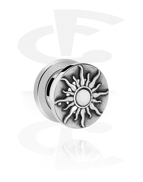 Tunnels & Plugs, Screw-on tunnel (steel, silver, shiny finish), Surgical Steel 316L