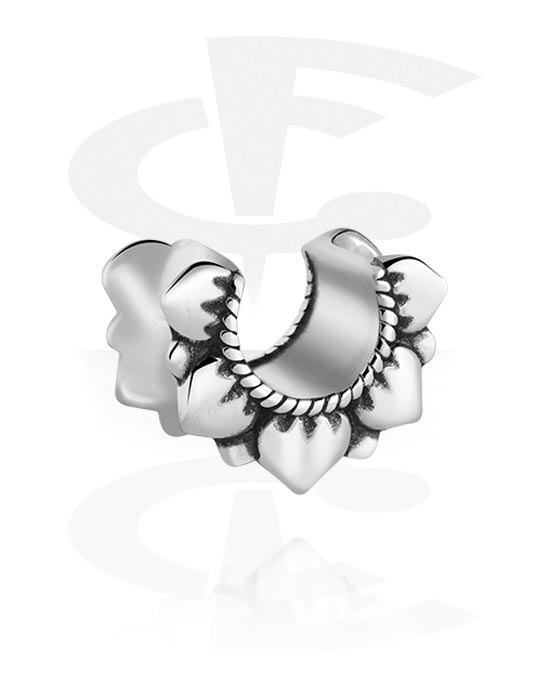 Tunnels & Plugs, Half tunnel (surgical steel, silver, shiny finish) with flower design, Surgical Steel 316L