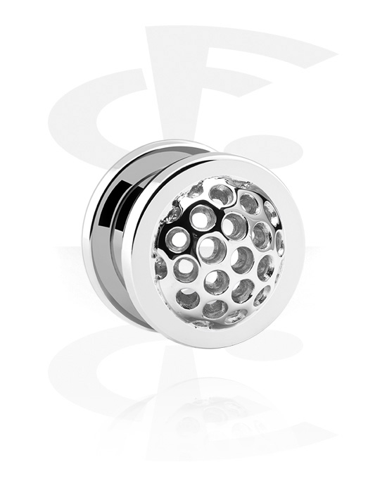 Tunnels & Plugs, Screw-on tunnel (surgical steel, silver, shiny finish) with dome, Surgical Steel 316L