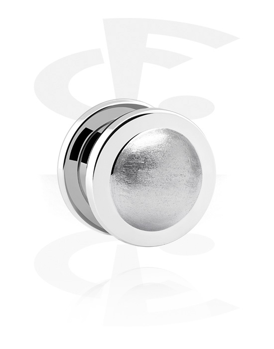 Tunnels & Plugs, Screw-on tunnel (surgical steel, silver, shiny finish) with shimmery dome, Surgical Steel 316L