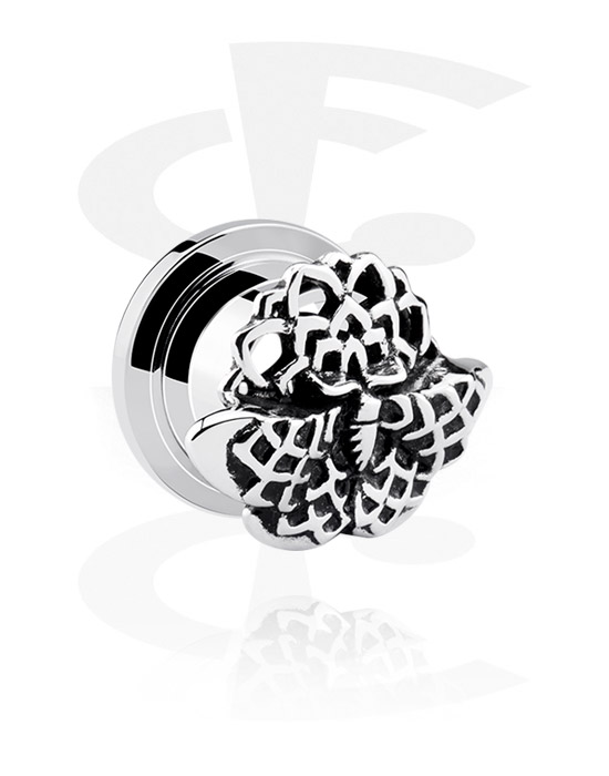 Tunnels & Plugs, Screw-on tunnel (surgical steel, silver, shiny finish) with butterfly design, Surgical Steel 316L