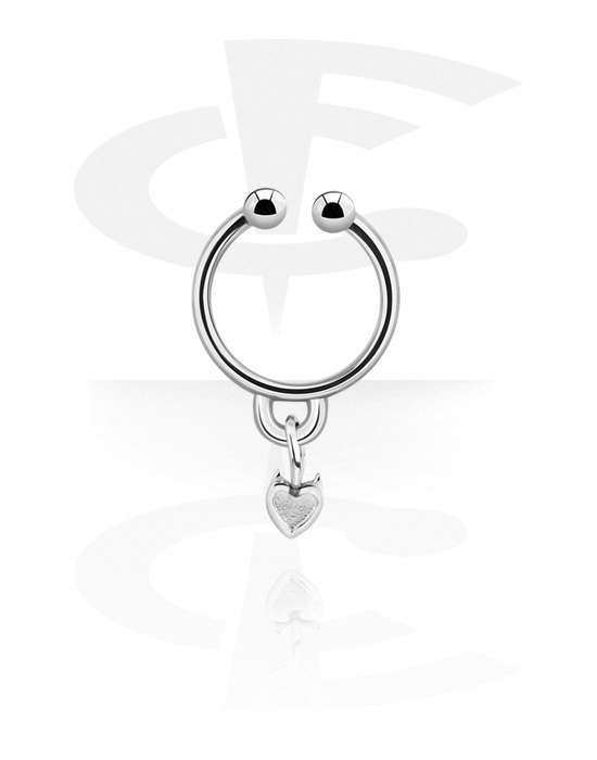 Fake Piercings, Fake septum with heart pendant, Surgical Steel 316L