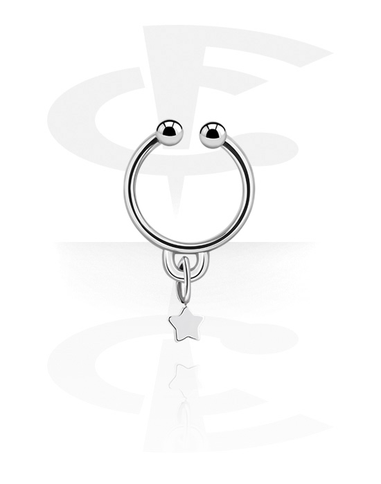 Fake Piercings, Fake septum with star charm, Surgical Steel 316L