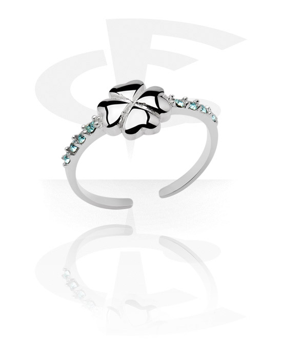 Toe Rings, Toe Ring with cloverleaf, 925 Sterling Silver