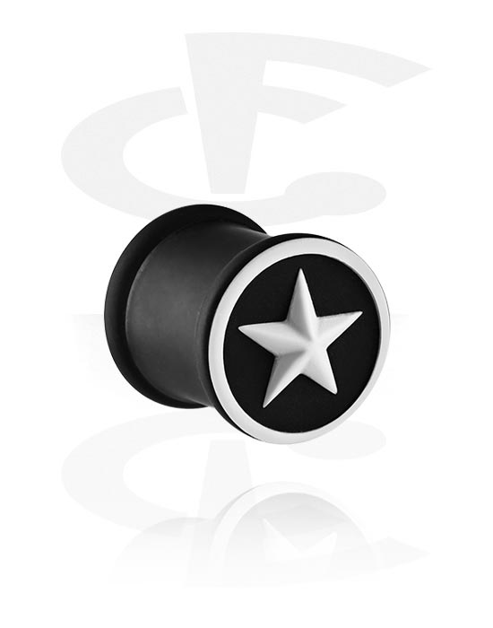 Tunnels & Plugs, Ribbed plug (silicone, various colors) with star design, Silicone