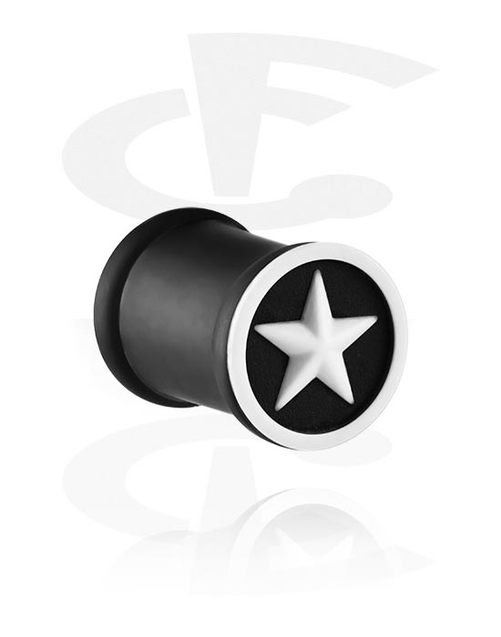 Tunnels & Plugs, Ribbed plug (silicone, various colours) with star design, Silicone