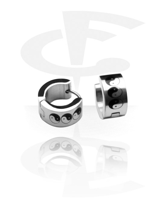 Øreringe, ørestikker og skjolde, Øreringe med Yin-yang-design, Kirurgisk stål 316L