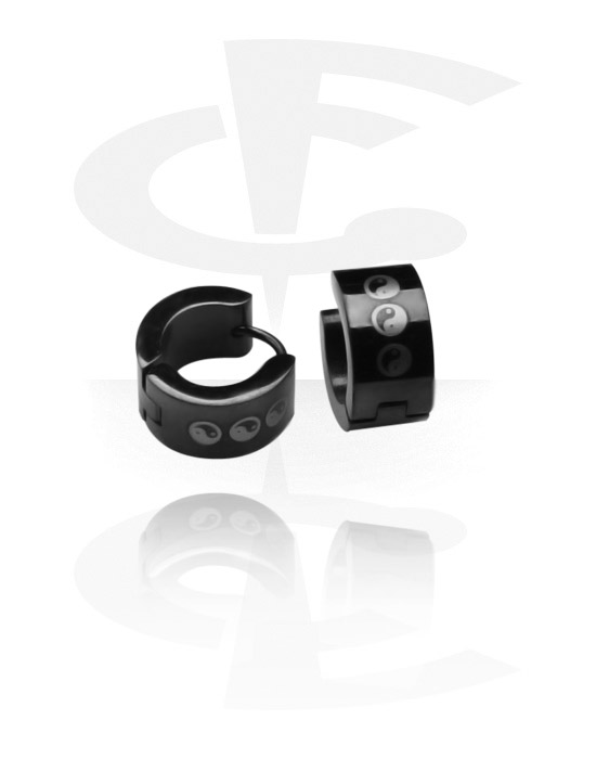 Earrings, Studs & Shields, Earrings with Yin-Yang design, Surgical Steel 316L