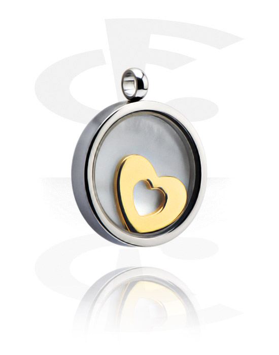 Pendants, Pendant with heart design, Surgical Steel 316L, Gold Plated Surgical Steel 316L