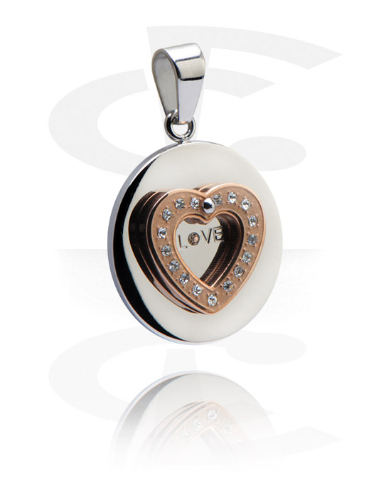 Pendants, Pendant with crystal stones, Surgical Steel 316L, Rose Gold Plated Surgical Steel 316L