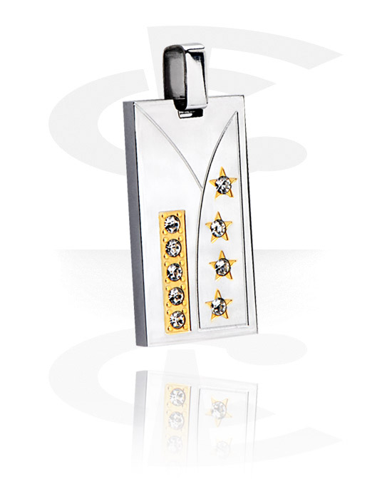 Pendants, Pendant with crystal stones, Surgical Steel 316L, Gold Plated Surgical Steel 316L