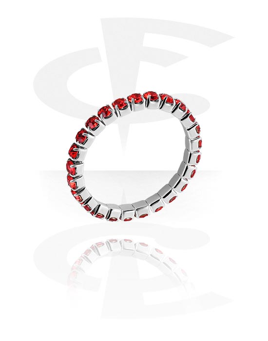 Ringer, Ring med krystallstein i forskjellige farger, Kirurgisk stål 316L