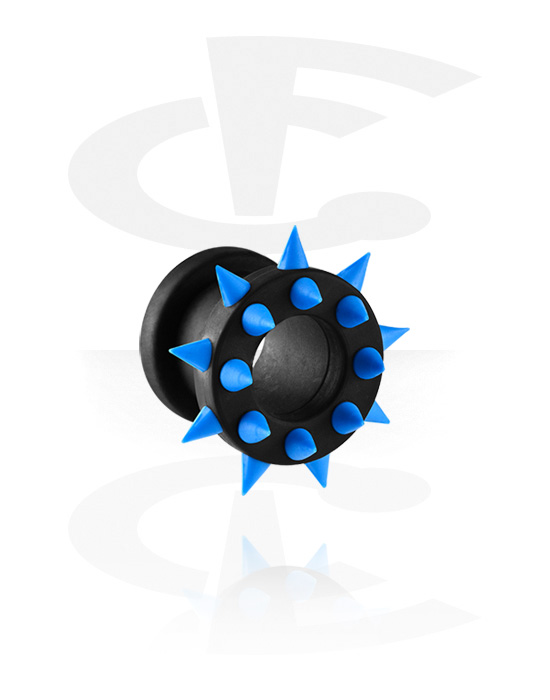 Tunnels & Plugs, Screw-on tunnel (silicone, black) with spikes, Silicone