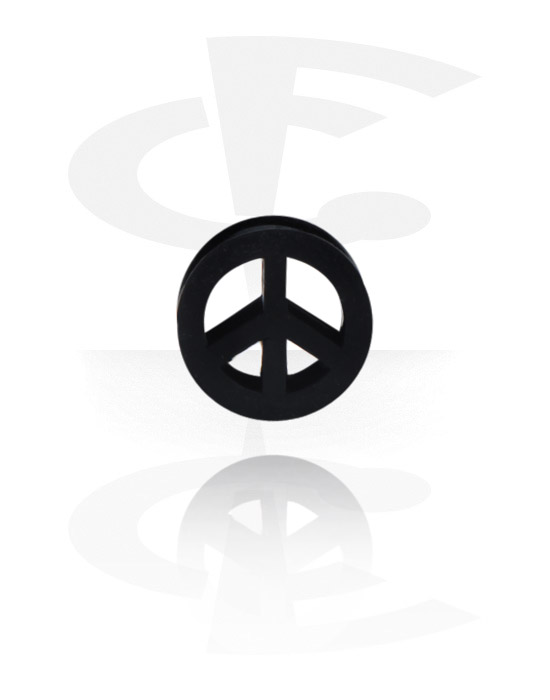 Tunnels & Plugs, Double flared tunnel (silicone, various colours) with peace symbol, Silicone