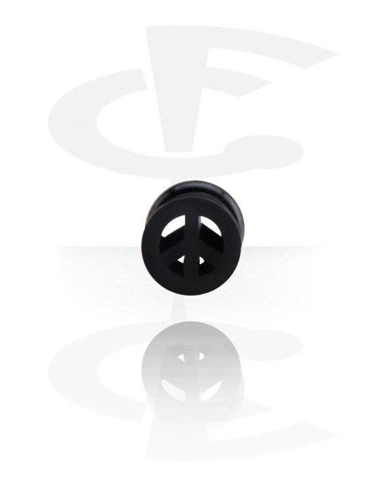 Tunnels & Plugs, Double flared tunnel (silicone, various colors) with peace symbol, Silicone
