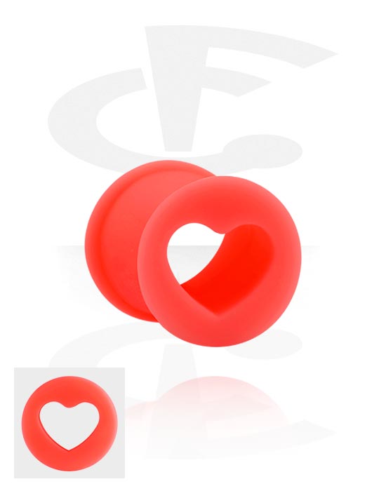 Tunnels & Plugs, Ribbed tunnel (silicone) with heart design, Silicone