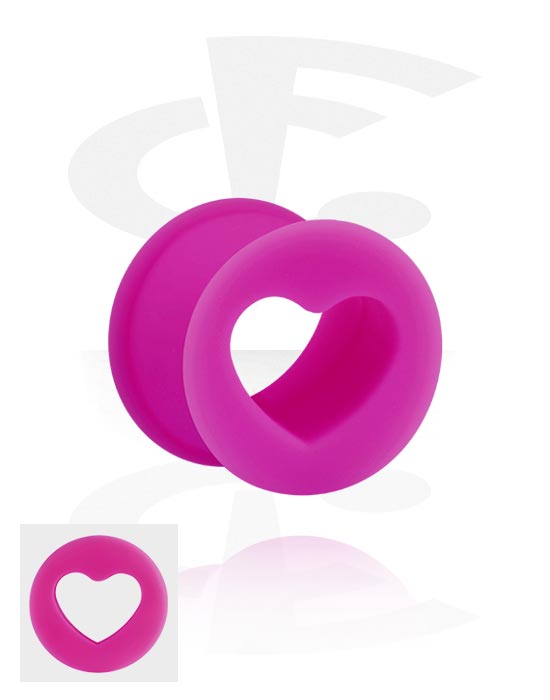 Tunnels & Plugs, Ribbed tunnel (silicone) avec motif coeur, Silicone