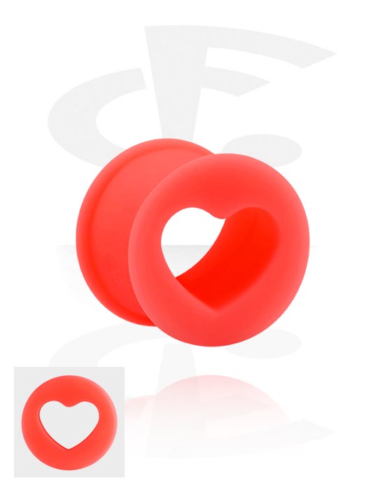 Tunnels & Plugs, Ribbed tunnel (silicone) avec motif coeur, Silicone