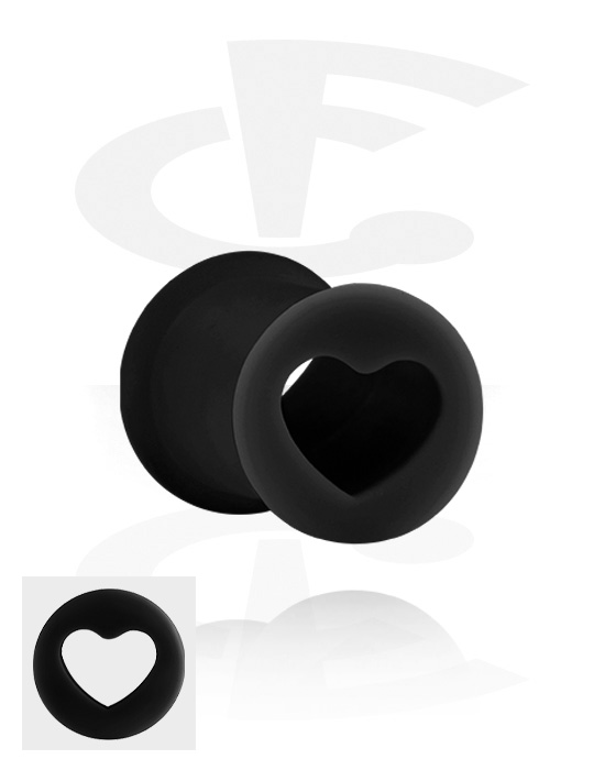 Tunnels & Plugs, Ribbed tunnel (silicone) with heart design, Silicone