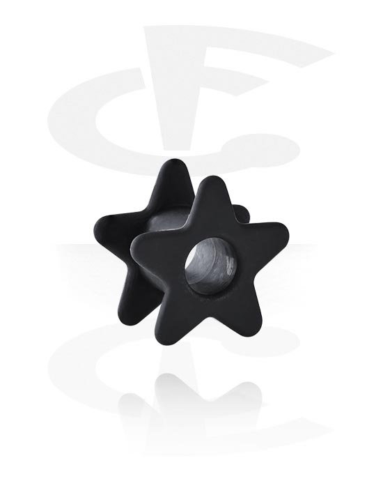 Tunnels & Plugs, Star-shaped double flared tunnel (silicone, black), Silicone