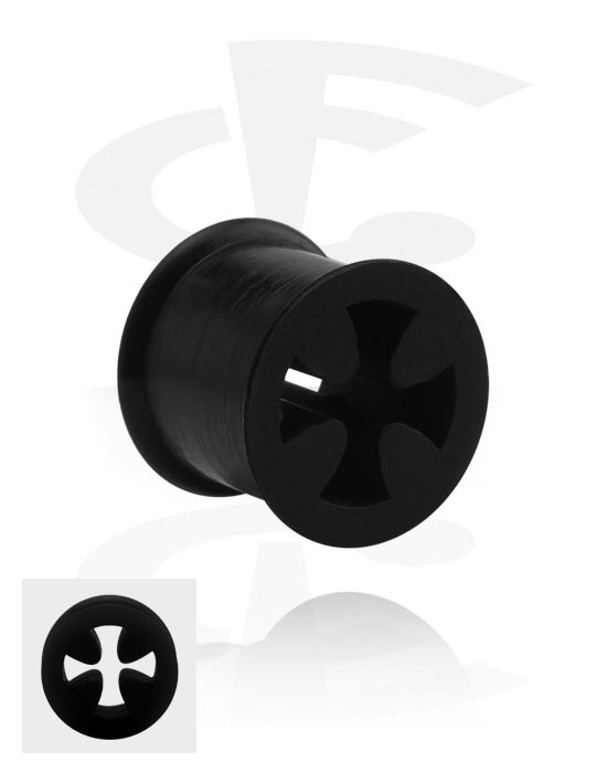 Tunnels & Plugs, Ribbed tunnel (silicone) avec motif croix, Silicone