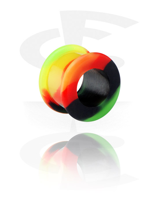 Tunnels & Plugs, Ribbed tunnel (silicone) with Jamaican colors, Silicone