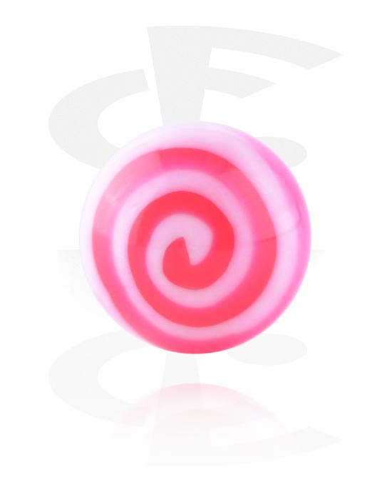 Boules, barres & plus, Boule pour barre à filetage (acrylique, différentes couleurs) avec motif  spirale, Acrylique
