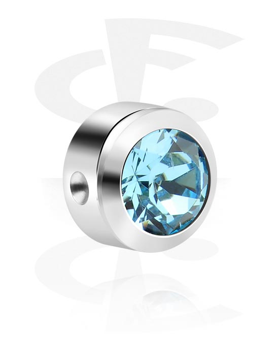 Boules, barres & plus, Accessoire pour ball closure ring (titane, finition brillante) avec pierre en cristal, Titane
